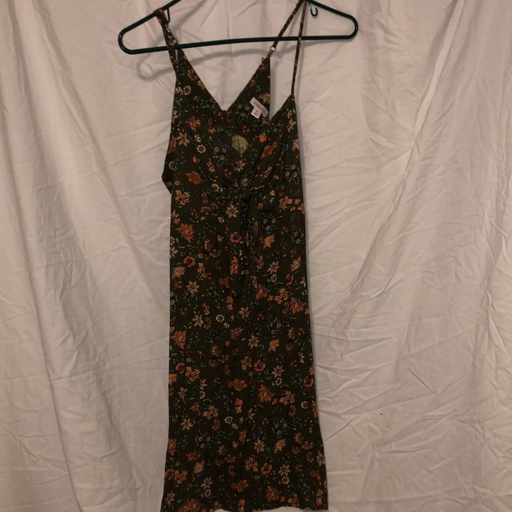 Green floral dress with a bow